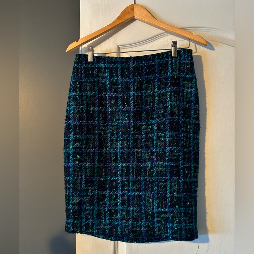 Karl Lagerfeld pencil green tartan skirt